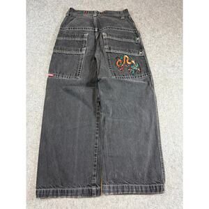 JNCO Jeans Mens Size 28 Black Denim Dragon Wide Leg Baggy Skater Rare y2k 90s
